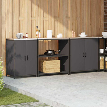 vidaXL Aufbewahrungsset für die Küche mit Regal 3 pcs Schwarz Stahl
