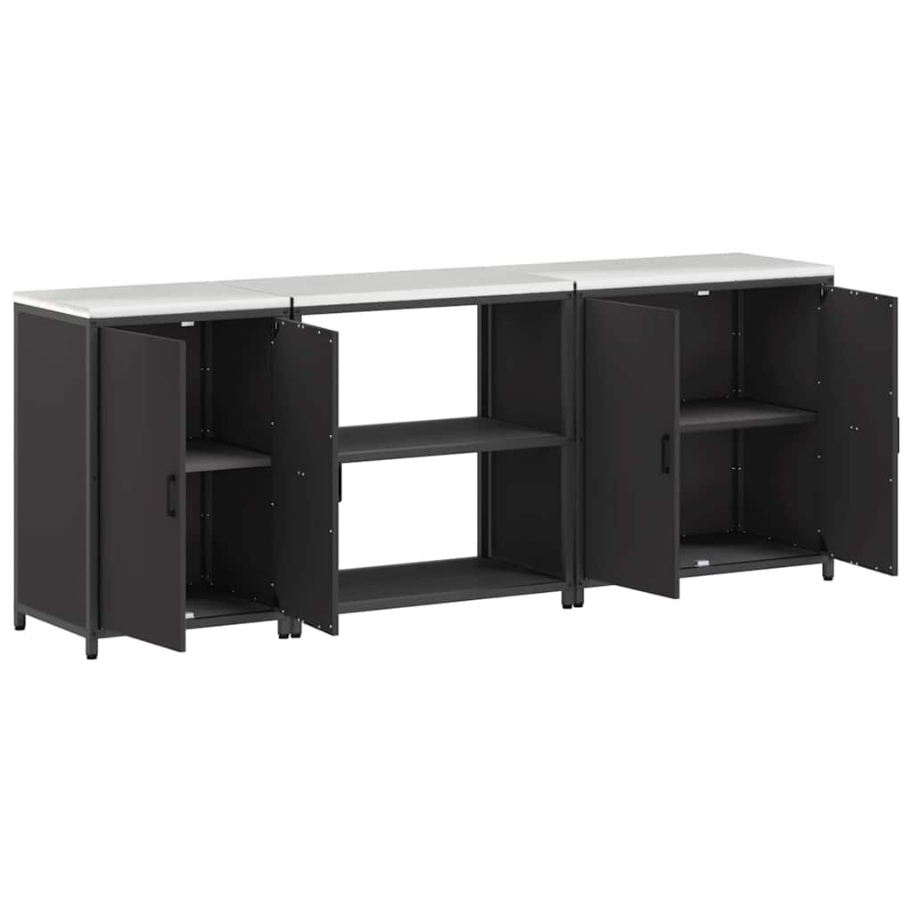 vidaXL Aufbewahrungsset für die Küche mit Regal 3 pcs Schwarz Stahl