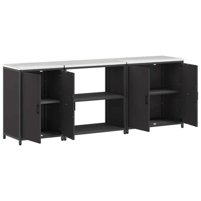 vidaXL Aufbewahrungsset für die Küche mit Regal 3 pcs Schwarz Stahl