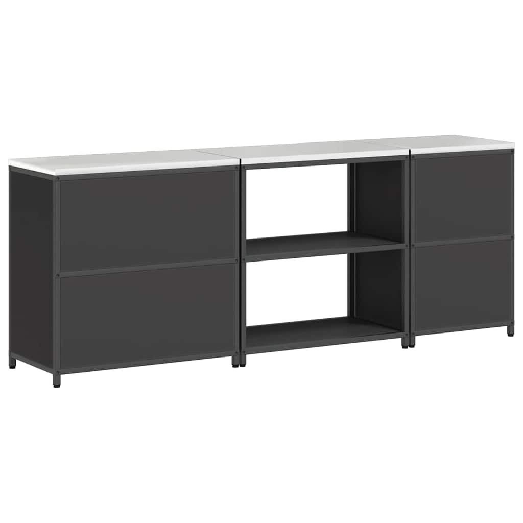 vidaXL Aufbewahrungsset für die Küche mit Regal 3 pcs Schwarz Stahl