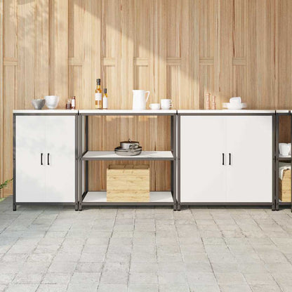 vidaXL Ensemble de rangement de cuisine avec étagère 3 pcs Blanc Acier