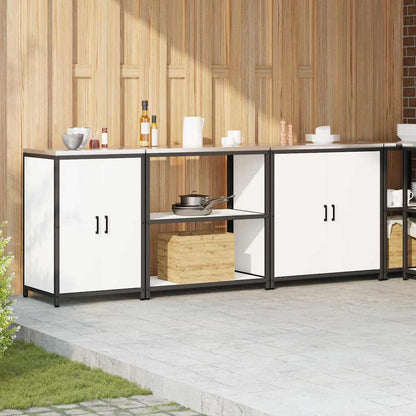 vidaXL Ensemble de rangement de cuisine avec étagère 3 pcs Blanc Acier