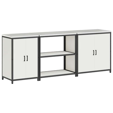 vidaXL Ensemble de rangement de cuisine avec étagère 3 pcs Blanc Acier