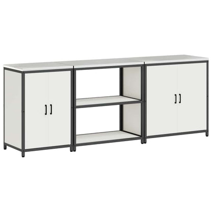 vidaXL Ensemble de rangement de cuisine avec étagère 3 pcs Blanc Acier