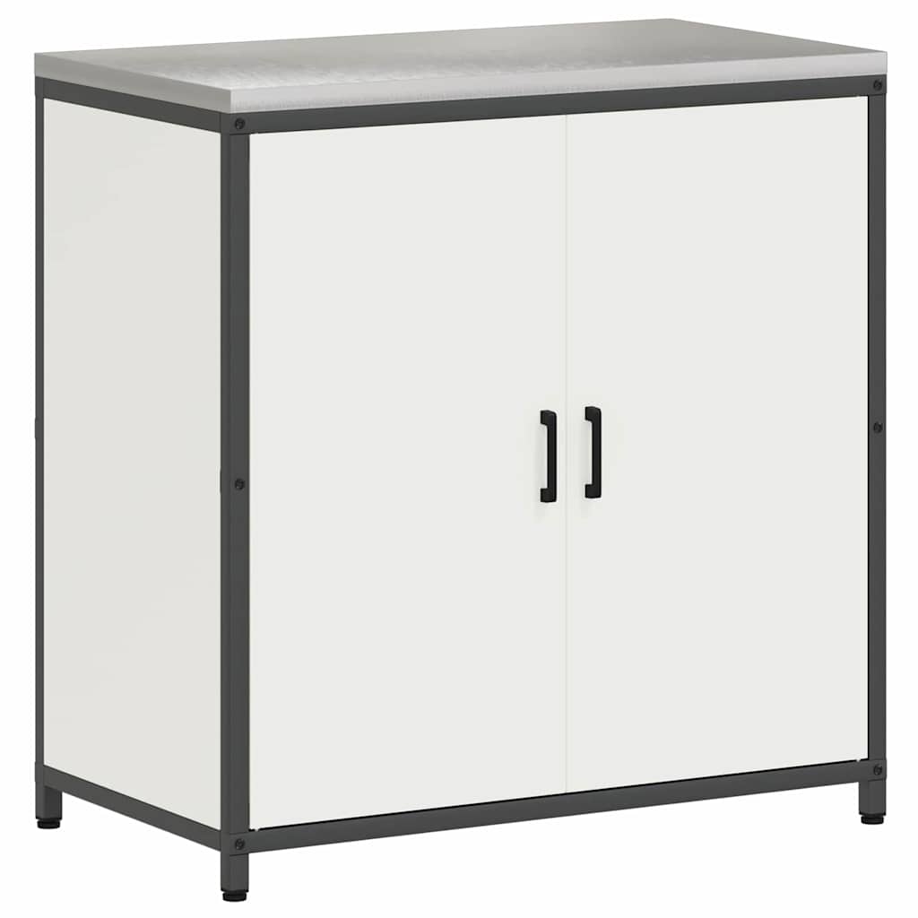 vidaXL Ensemble de rangement de cuisine avec étagère 3 pcs Blanc Acier
