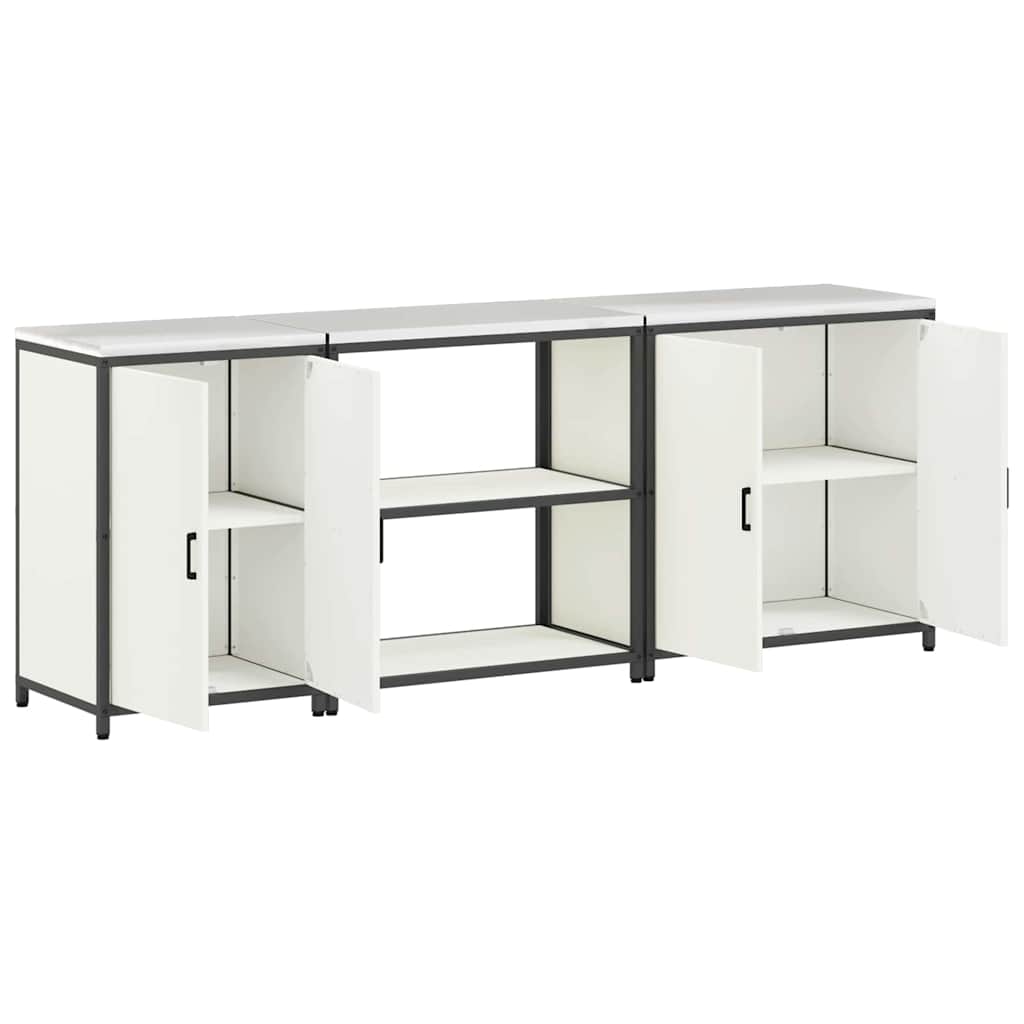 vidaXL Ensemble de rangement de cuisine avec étagère 3 pcs Blanc Acier