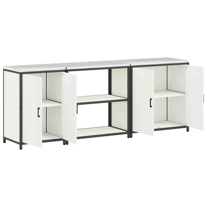 vidaXL Ensemble de rangement de cuisine avec étagère 3 pcs Blanc Acier