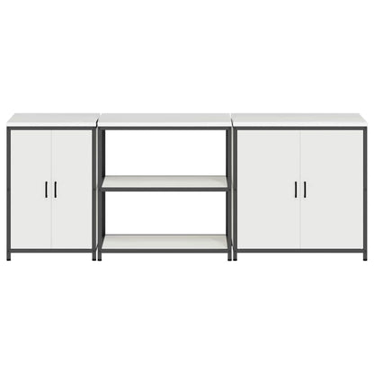 vidaXL Ensemble de rangement de cuisine avec étagère 3 pcs Blanc Acier