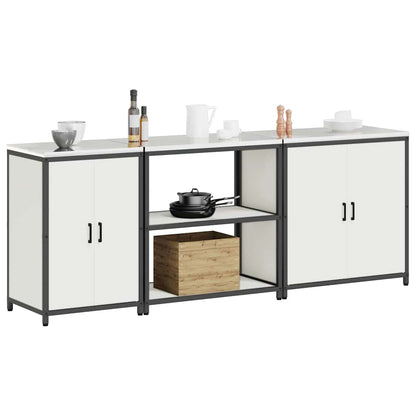 vidaXL Ensemble de rangement de cuisine avec étagère 3 pcs Blanc Acier