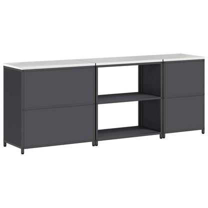 vidaXL Ensemble de rangement de cuisine avec étagère 3 pcs Acier Anthracite
