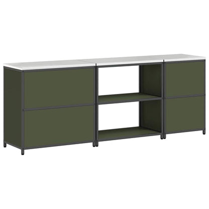 vidaXL Ensemble de rangement de cuisine avec étagère 3 pcs Vert olive Acier