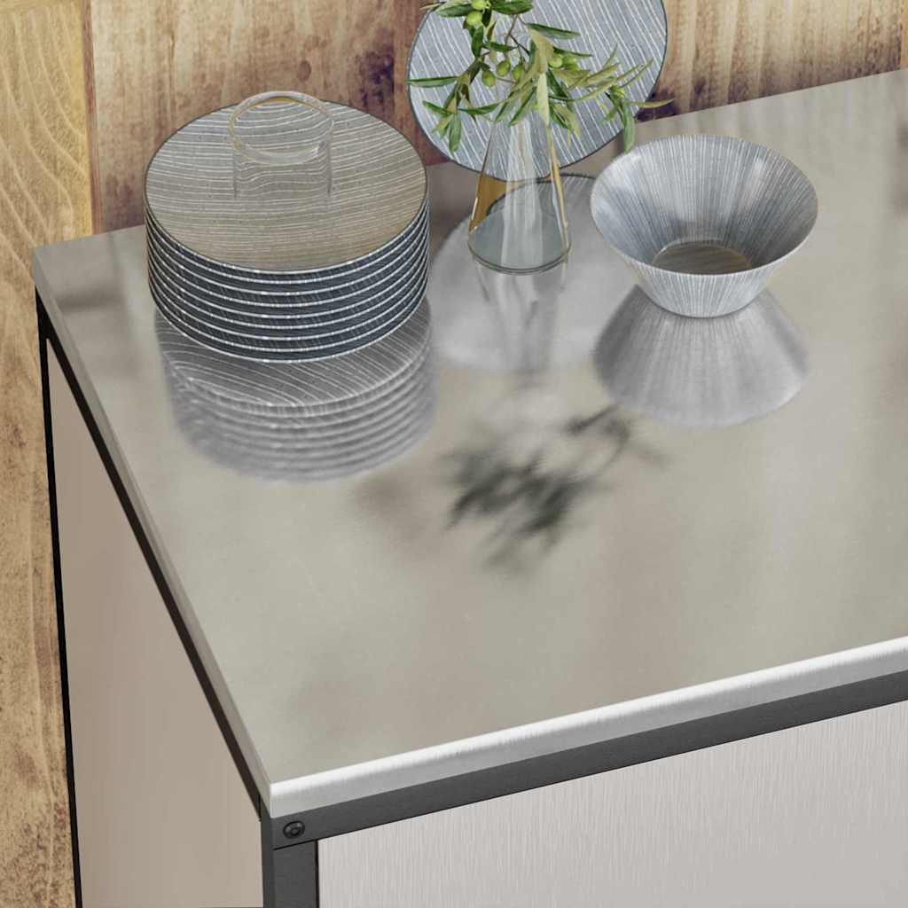 vidaXL Kit de rangement de cuisine avec étagère 3 pcs Argent Acier inoxydable