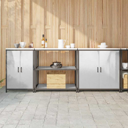 vidaXL Kit de rangement de cuisine avec étagère 3 pcs Argent Acier inoxydable