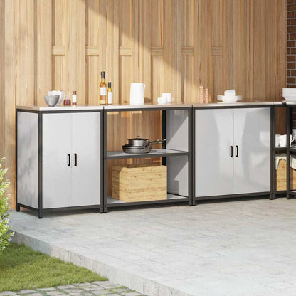 vidaXL Kit de rangement de cuisine avec étagère 3 pcs Argent Acier inoxydable