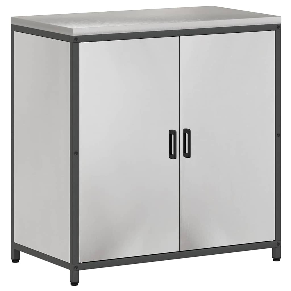 vidaXL Kit de rangement de cuisine avec étagère 3 pcs Argent Acier inoxydable