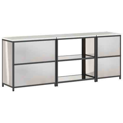 vidaXL Kit de rangement de cuisine avec étagère 3 pcs Argent Acier inoxydable