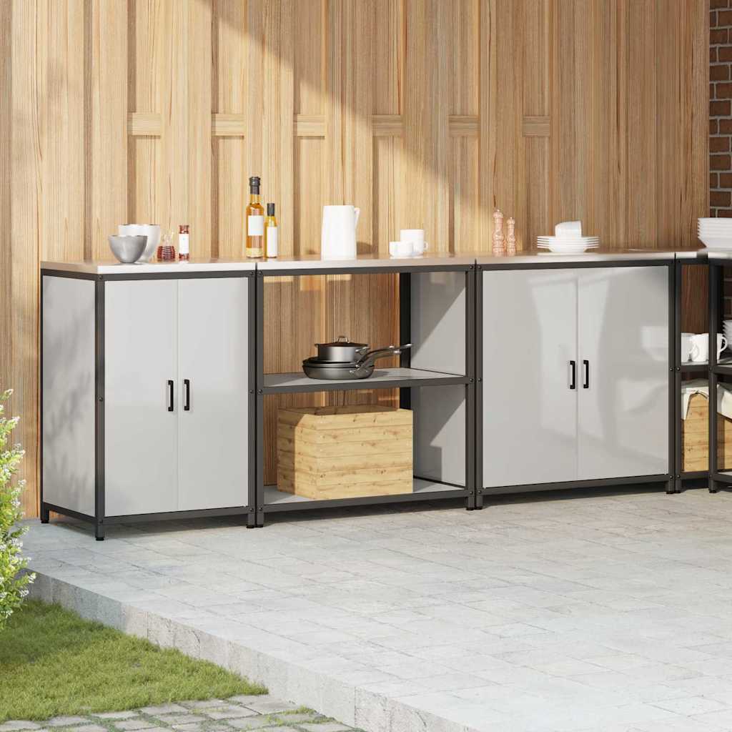 vidaXL Ensemble de rangement de cuisine 3 pcs Argent Acier galvanisé