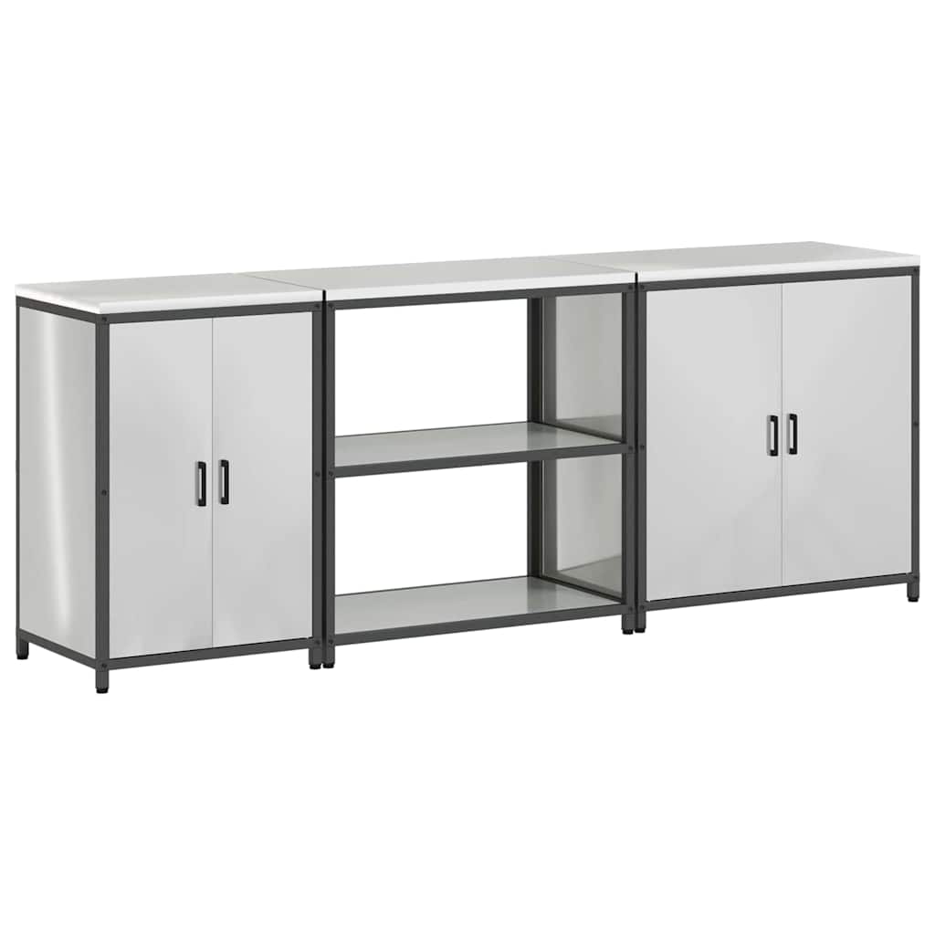 vidaXL Ensemble de rangement de cuisine 3 pcs Argent Acier galvanisé