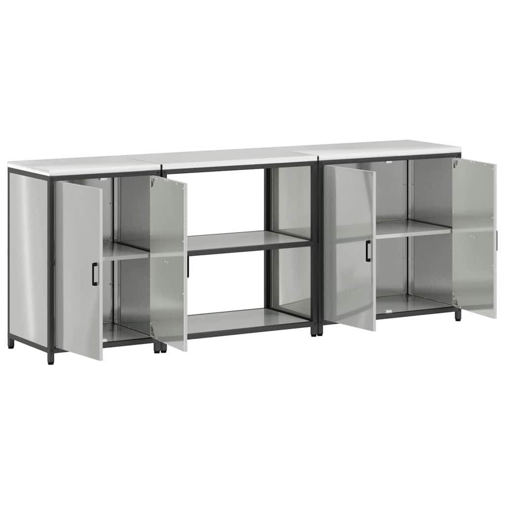 vidaXL Ensemble de rangement de cuisine 3 pcs Argent Acier galvanisé