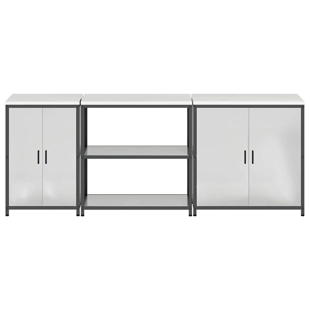 vidaXL Ensemble de rangement de cuisine 3 pcs Argent Acier galvanisé