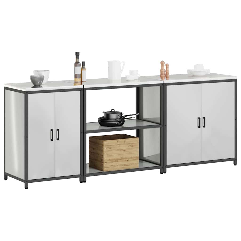 vidaXL Ensemble de rangement de cuisine 3 pcs Argent Acier galvanisé