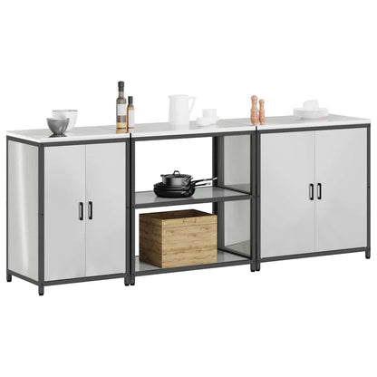 vidaXL Ensemble de rangement de cuisine 3 pcs Argent Acier galvanisé