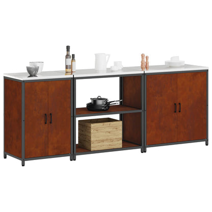 vidaXL Kit de rangement de cuisine 3 pcs en acier patinable rouillé