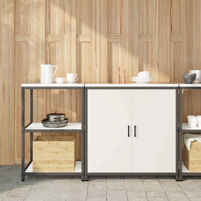 vidaXL Ensemble de rangement de cuisine 2 pcs Blanc Acier laminé à froid