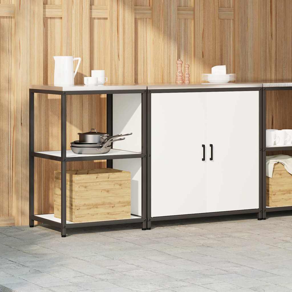 vidaXL Ensemble de rangement de cuisine 2 pcs Blanc Acier laminé à froid