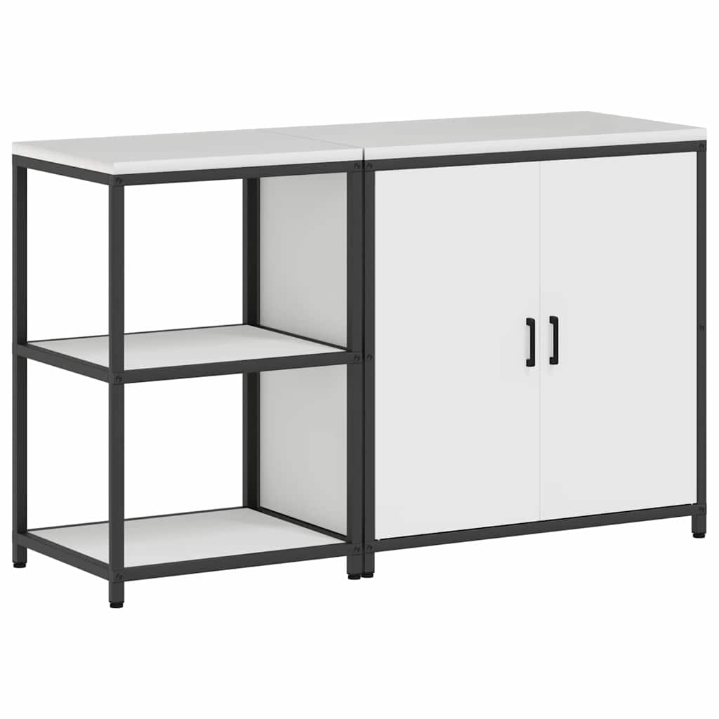 vidaXL Ensemble de rangement de cuisine 2 pcs Blanc Acier laminé à froid