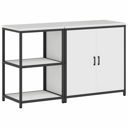 vidaXL Ensemble de rangement de cuisine 2 pcs Blanc Acier laminé à froid