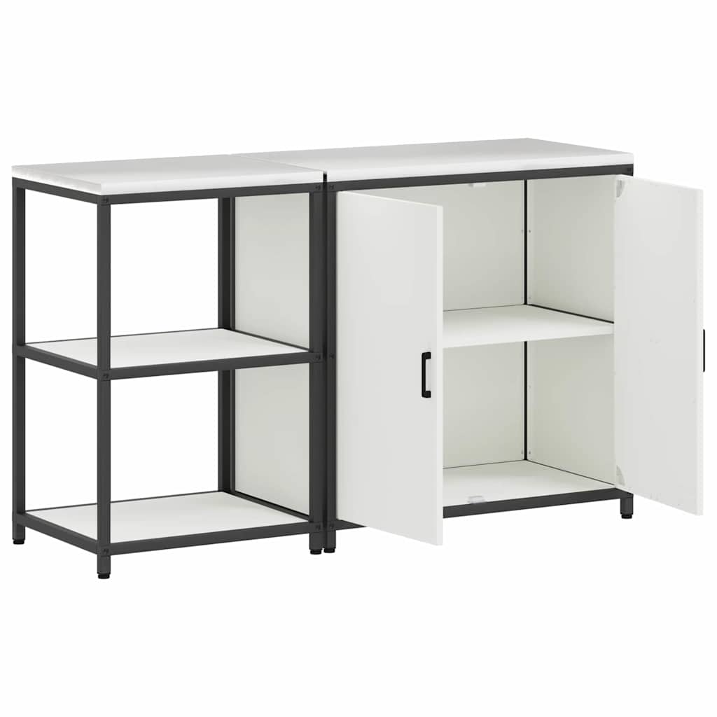 vidaXL Ensemble de rangement de cuisine 2 pcs Blanc Acier laminé à froid