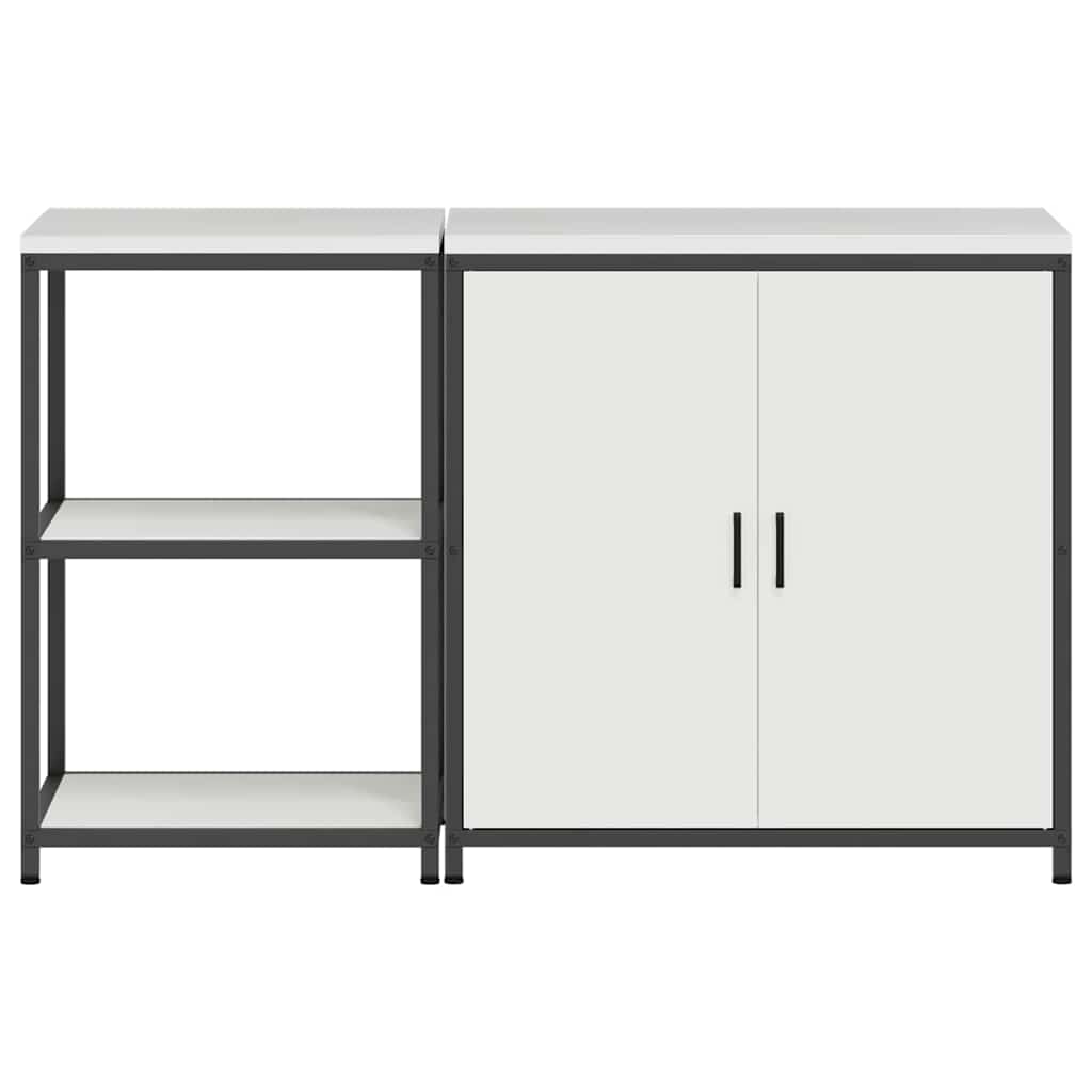 vidaXL Ensemble de rangement de cuisine 2 pcs Blanc Acier laminé à froid