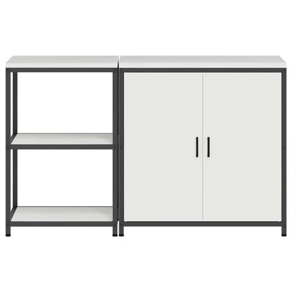 vidaXL Ensemble de rangement de cuisine 2 pcs Blanc Acier laminé à froid