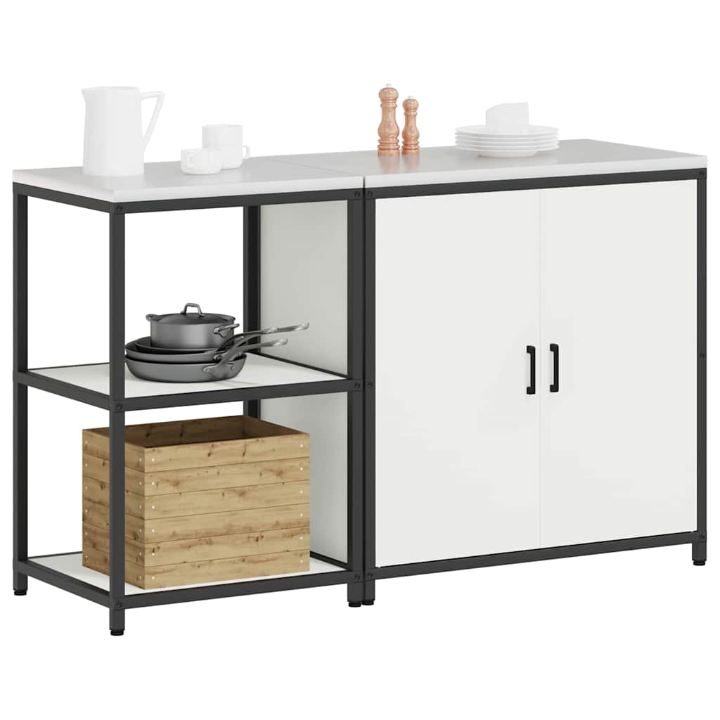 vidaXL Ensemble de rangement de cuisine 2 pcs Blanc Acier laminé à froid
