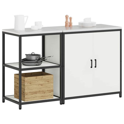 vidaXL Ensemble de rangement de cuisine 2 pcs Blanc Acier laminé à froid