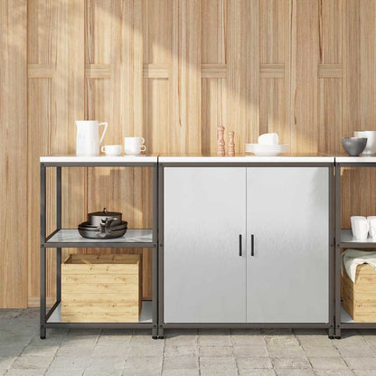 vidaXL Kit de rangement de cuisine avec étagère 2 pcs Argent Acier inoxydable