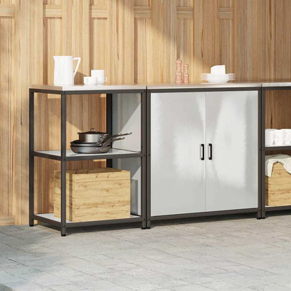 vidaXL Kit de rangement de cuisine avec étagère 2 pcs Argent Acier inoxydable