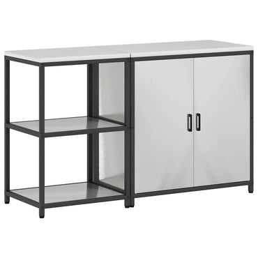 vidaXL Kit de rangement de cuisine avec étagère 2 pcs Argent Acier inoxydable