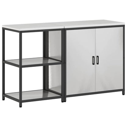 vidaXL Kit de rangement de cuisine avec étagère 2 pcs Argent Acier inoxydable