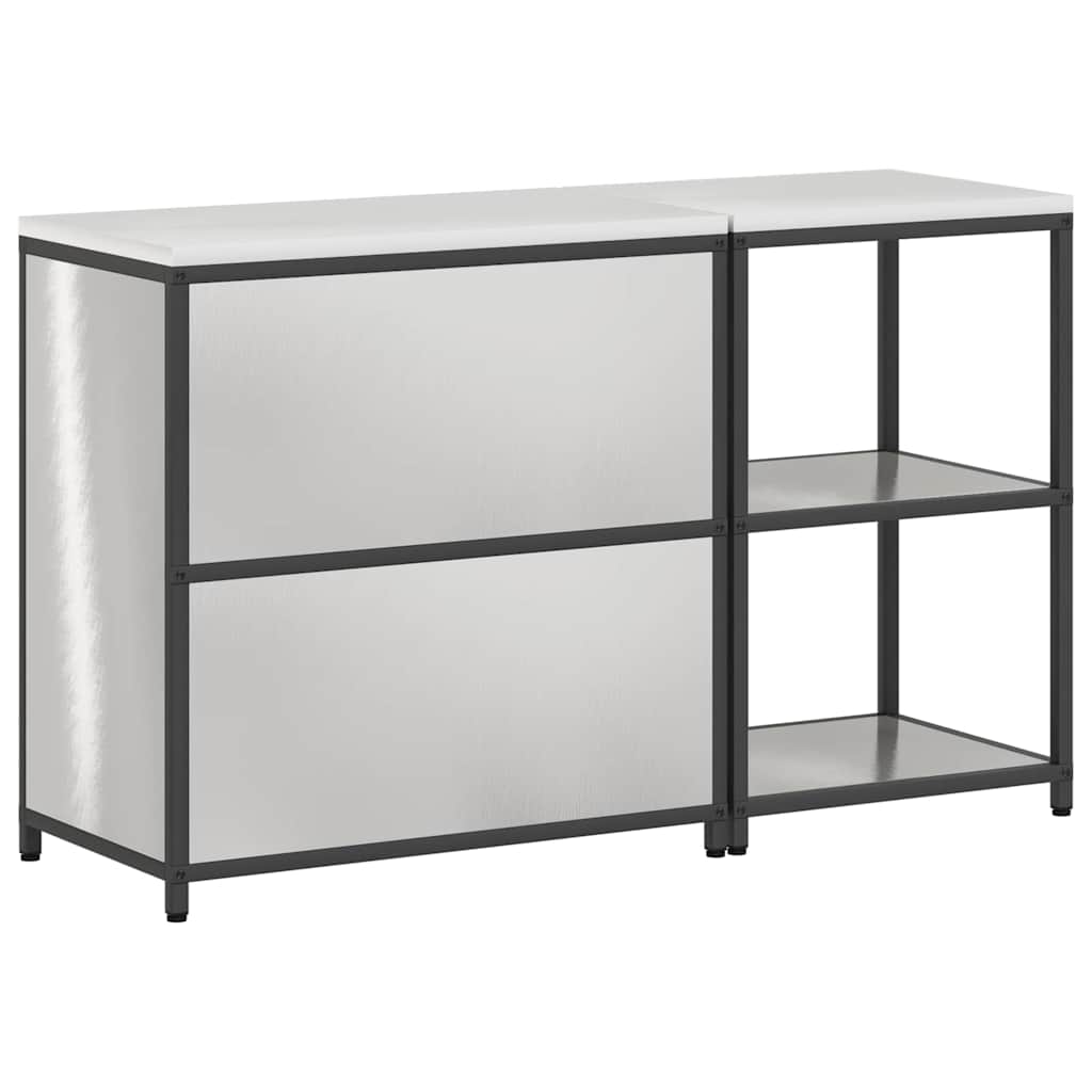 vidaXL Kit de rangement de cuisine avec étagère 2 pcs Argent Acier inoxydable