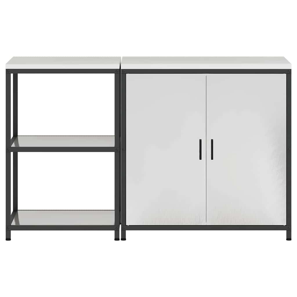 vidaXL Kit de rangement de cuisine avec étagère 2 pcs Argent Acier inoxydable