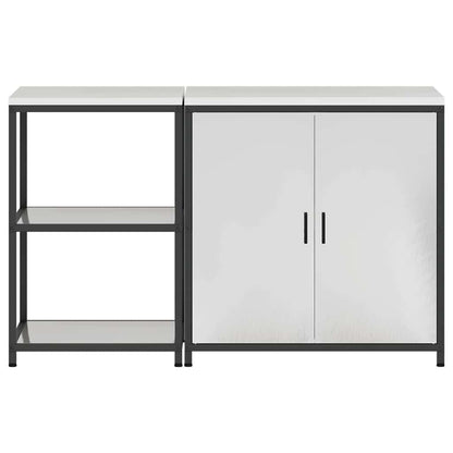 vidaXL Kit de rangement de cuisine avec étagère 2 pcs Argent Acier inoxydable