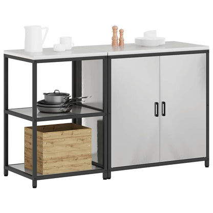 vidaXL Kit de rangement de cuisine avec étagère 2 pcs Argent Acier inoxydable