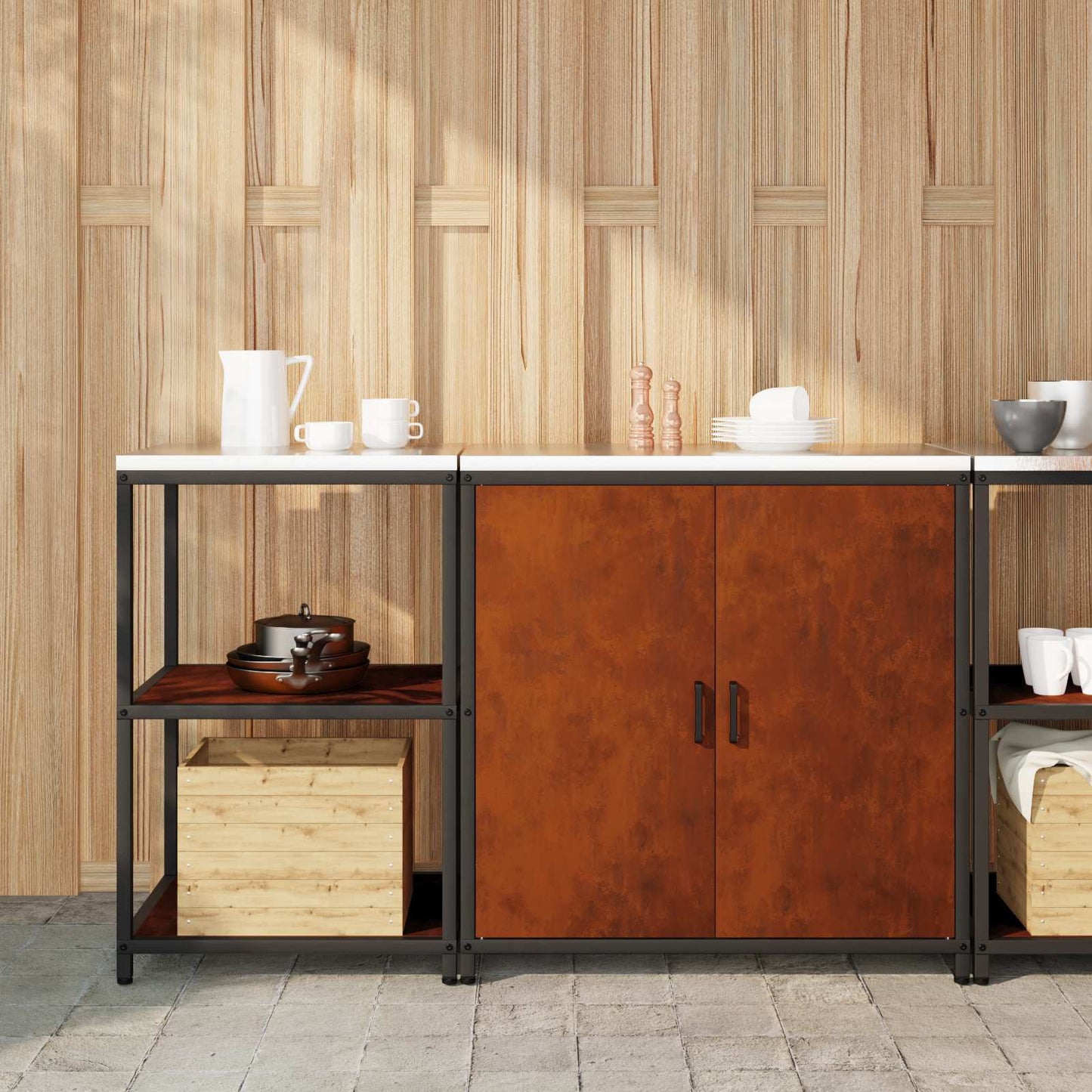 vidaXL Ensemble de rangement de cuisine 2 pcs Acier corten