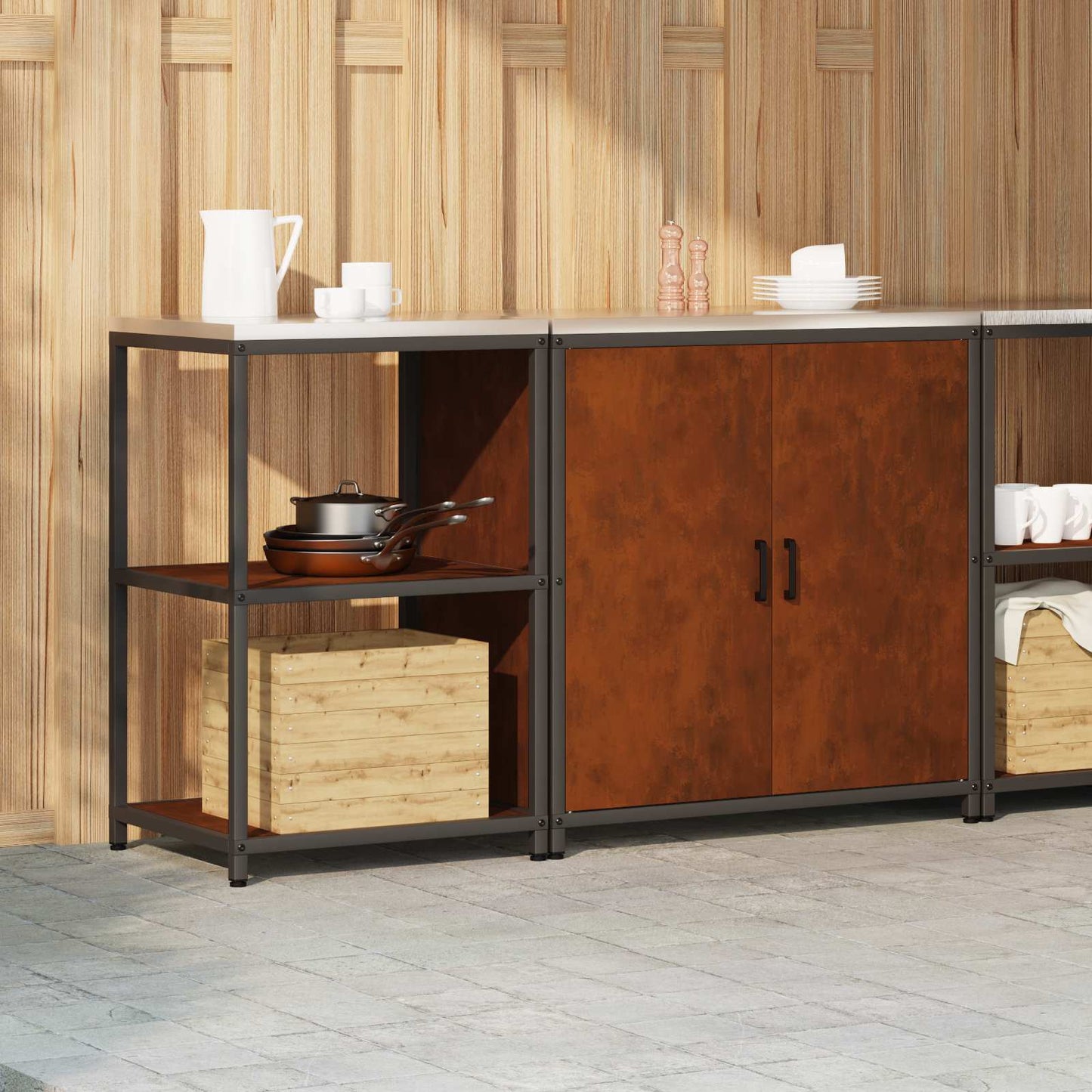 vidaXL Ensemble de rangement de cuisine 2 pcs Acier corten