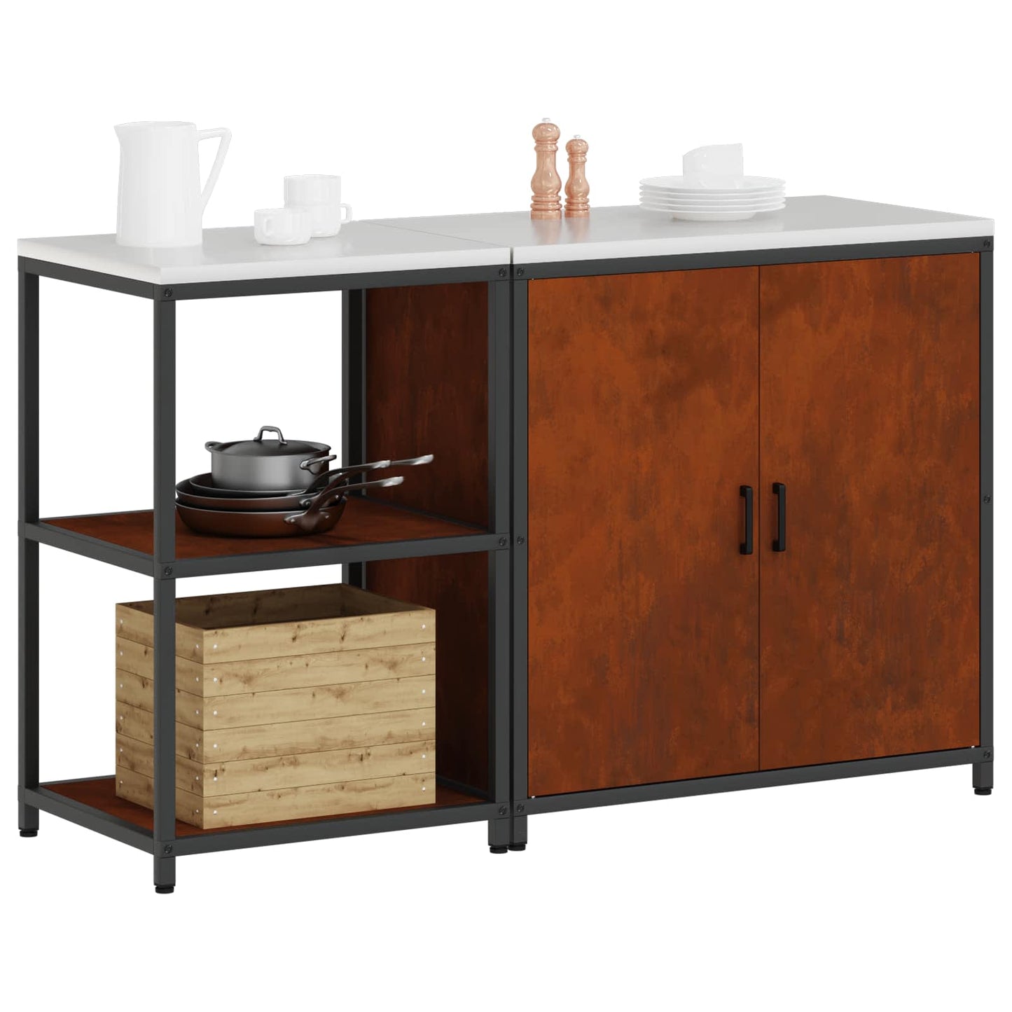 vidaXL Ensemble de rangement de cuisine 2 pcs Acier corten