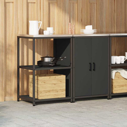 vidaXL Ensemble de rangement de cuisine avec étagère avec porte 2 pcs Noir