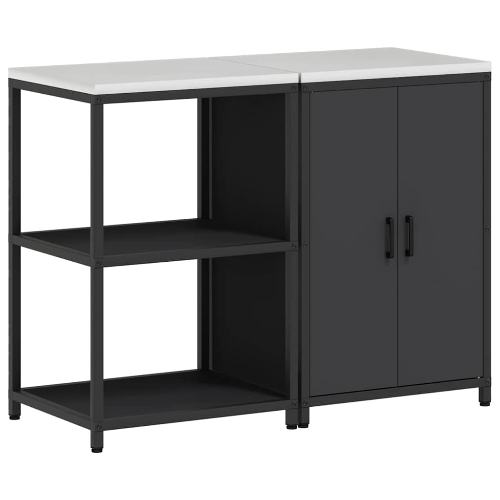 vidaXL Ensemble de rangement de cuisine avec étagère avec porte 2 pcs Noir