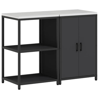 vidaXL Ensemble de rangement de cuisine avec étagère avec porte 2 pcs Noir